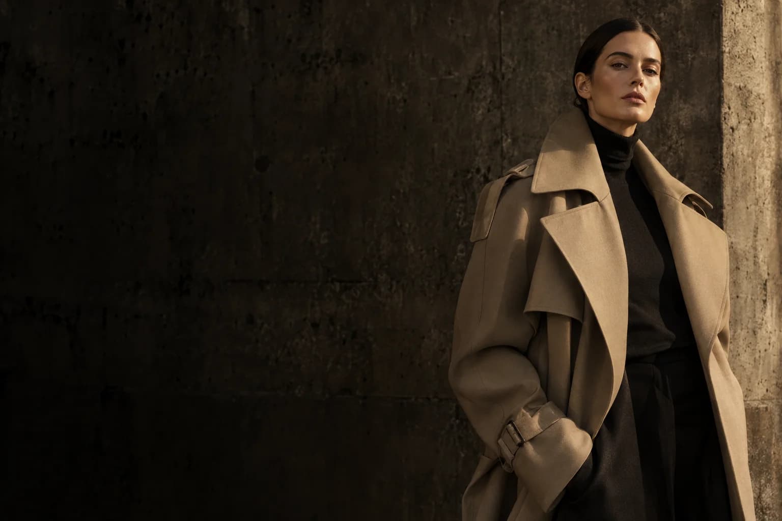 Tailoring campaign featuring a trench coat